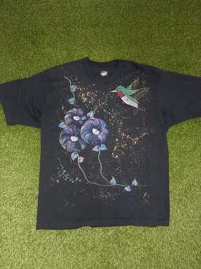 Vintage 90s Screen Stars Single Stitch Hummingbird T-Shirt